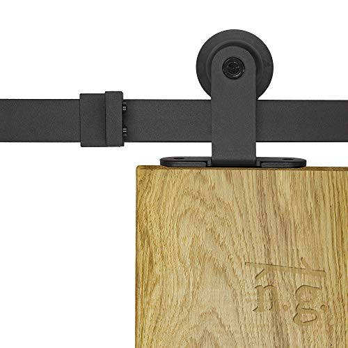 1x Natural Goods Berlin SCHIEBETÜRSYSTEM mehrere Modelle, Schwarz pulverbeschichtet, 2-10m, Scheunentor, Küchentür, Raumtrenner, Beschlag, Barn Door Hardware (Modell "T 200", Schwarz) von Natural Goods Berlin