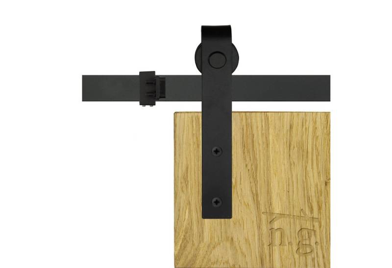 Natural Goods Berlin Schiebetür System MODELL J-Mini (1-St), Laufschiene für Kleiderschrank, Schranktüre, Barn Door, Schwarz, 150cm von Natural Goods Berlin