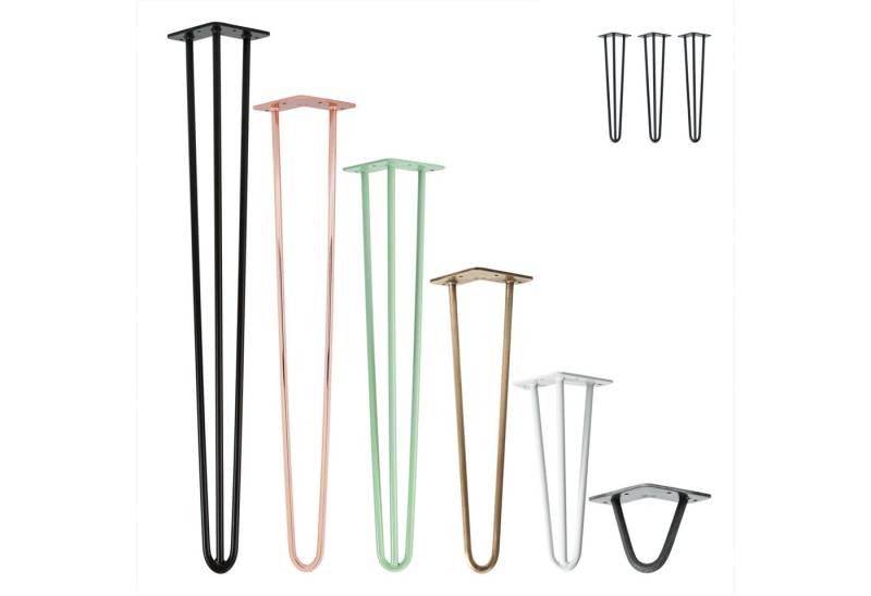Natural Goods Berlin Tischbein 3er Set HAIRPIN Legs, Haarnadelbeine, Möbelfüße, Couchtisch / Nachttisch, Weiß von Natural Goods Berlin