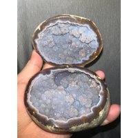 Sammlerstück - Voll Polierte Blau Rosa Druzy Amethyst Schmuckschatulle Mit Gelbgold Geode, Amethyst von NaturalCrystalHK