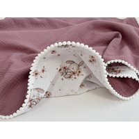 Bio Musselin Häschen Baby Decke - Individuell Gestickte Leichte Shower Geschenk Für Neugeborene Mädchen von NaturalCuddles