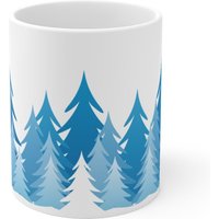 Tannenbaum Wald Blau Winter Keramik Kaffeetasse - 21Oz Bpa & Bleifrei Spülmaschinenfest Mikrowellenfest von NaturalEarthEmporium