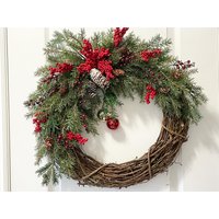 Begrünter Türkranz. Weihnachtskranz. Winterkranz. Immergrün Mit Tannenzapfen Und Beerenkranz. Weihnachtsgeschenk. Geschenk Für Sie von NaturalElegantDecor