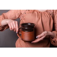 Bierkrug, Großer Große Kaffeetasse, Heißkakaobecher, Steingutbecher, Handgemachter Keramikbecher, Bier-Liebhaber-Geschenk, Hergestellt in Der Ukraine von NaturalPotteryFW