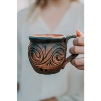 Keramik Kaffeetasse, Handgemachte Becher, Hergestellt in Der Ukraine, Steinzeug Rustikal, Einzigartige Wohnkultur, Kaffee-Liebhaber Geschenk von NaturalPotteryFW