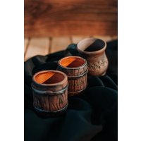 Kleine Espressotasse, Handgemachte Keramik, Holzfass, Holzdekor, Keramik-Schnapsglas, Kaffeetassen, Bester Freund Geschenk, Handgemachtes Mama von NaturalPotteryFW