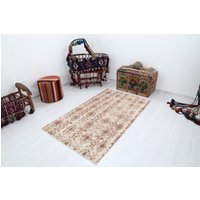 100x150 Teppich, Einzigartiger Antiker Oushak Handgefertigter Wollteppich, Vintage 1395 von NaturalRugHome