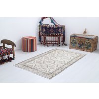 100x200 Teppich, Boho Handgewebter Wollteppich, Wollteppich, 1661 Vintage von NaturalRugHome