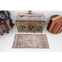 2x3 Fußmatte, Vintage Handgemachter Wollteppich, Mini Teppich, 2198 von NaturalRugHome