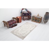 Handgeknüpfter Teppich, Vintage Teppich 100x150, Wollteppich, Boho Oushak 1521 von NaturalRugHome