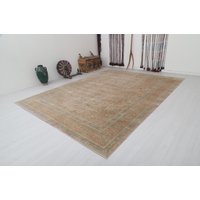 Übergröße Wollteppich, 10x13 Vintage Teppich, Braun Grüner Oushak Handgefertigter Antiker Gedämpfte Farben, 4156 von NaturalRugHome