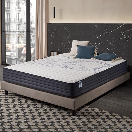 Naturalex - Federkernmatratze 135x190 cm - Perfectsleep - Mittelfest - Hybrid - Viskoelastisch HR - Taschenfederkern Matratze - Blue Latex - 7-Zonen - Höhe 24 cm - Öko-Tex Zertifiziert von Naturalex