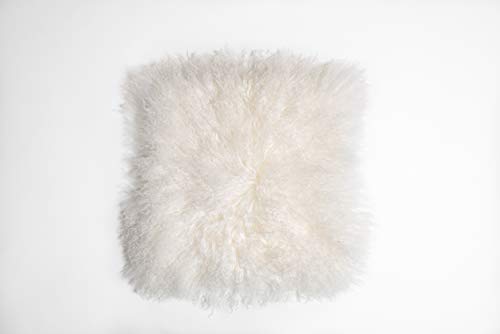 Naturally Sheepskins Echter 100% natürliches mongolisches Lammfell Kissenbezug, 50 x 50 cm, Elfenbein von Naturally Sheepskins