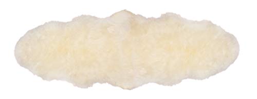 Naturally Sheepskins großer Schaffell Teppich, ca. 180cm x 55cm, Elfenbein, echte Schafwolle, ökologischer Herstellung, Bettvorleger, Wohnaccessoire von Naturally Sheepskins