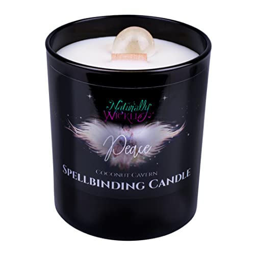 Naturally Wicked Spellbinding Friedenskerze | Friedenszauberkerze Mit Quarzkristall & Holzdocht | Handgefertigte Duftkerze Für Mehr Ruhe & Harmonie von Naturally Wicked