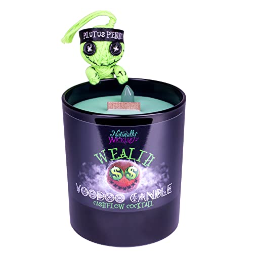 Naturally Wicked Voodoo Reichtums-Kerze | Inklusive Voodoo-Puppe & Kristallstab | Vegane Kristallzauber-Kerze von Naturally Wicked