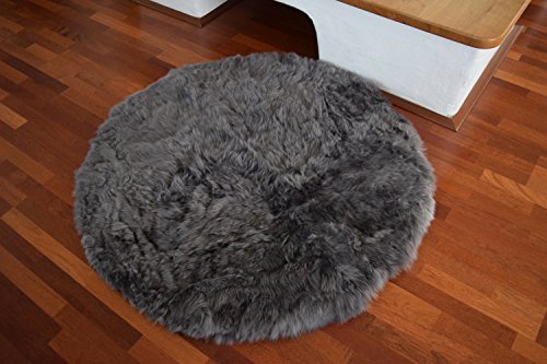 Naturasan Lammfell-Teppich, Designer Hochflor, Langflor, Retro, Flokati Style Schaffellteppich, Fellteppich Grau, Durchmesser 120 cm Naturasan Lammfell-Teppich, Designer Hochflor, Langflor, Retro, Flokati Style Schaffellteppich, Fellteppich Grau, Durchmesser 120 cm von Naturasan