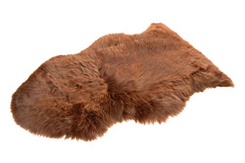 Naturasan Premium Schaffell Lammfell Langhaar Naturfell Teppich, Dekofell, Lounge Style, Sitzauflage, Läufer, Vorleger (Camel/Mittelbraun, 110-120cm) von Naturasan