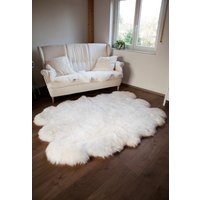 Naturasan Lammfell/Schaffell Vorleger Echter Natur - Teppich Sexto | Aus 6 Lammfellen Sheepskin Rug Pelt, Farbe Weiß von NaturasanFellshop