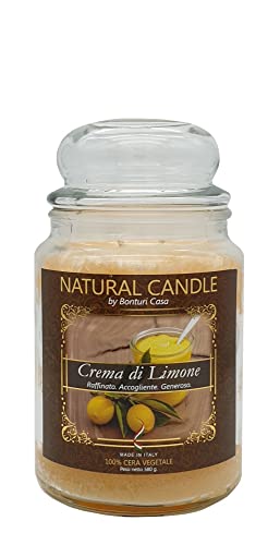 Nature Candle 167291 Duftkerze Zitrone, 100% Vegetalwachs, 580 g, Sortiert von Nature Candle