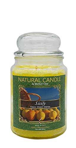 Nature Candle 167321 Duftkerze Sicily, 100% Vegetal Wachs, 580 g, Sortiert von Nature Candle