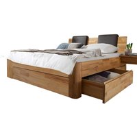 Bett mit Schubladen aus Kernbuche Massivholz 100 cm hoch von Nature Dream