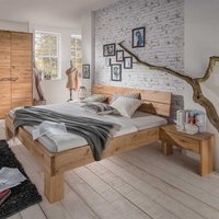 Breites Bett aus Wildeiche Massivholz modernem Design (dreiteilig) von Nature Dream