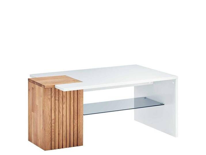 Designcouchtisch in Eiche Bianco und Weiß 110x50x65 cm von Nature-Dream
