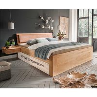 Doppel Bett Kernbuche geölt aus Massivholz zwei Nachtkommoden (dreiteilig) von Nature Dream
