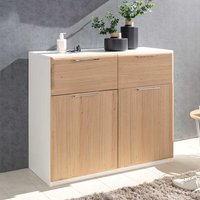 Flur Kommode in Asteiche Bianco & Weiss 100 cm breit 86 cm hoch von Nature Dream