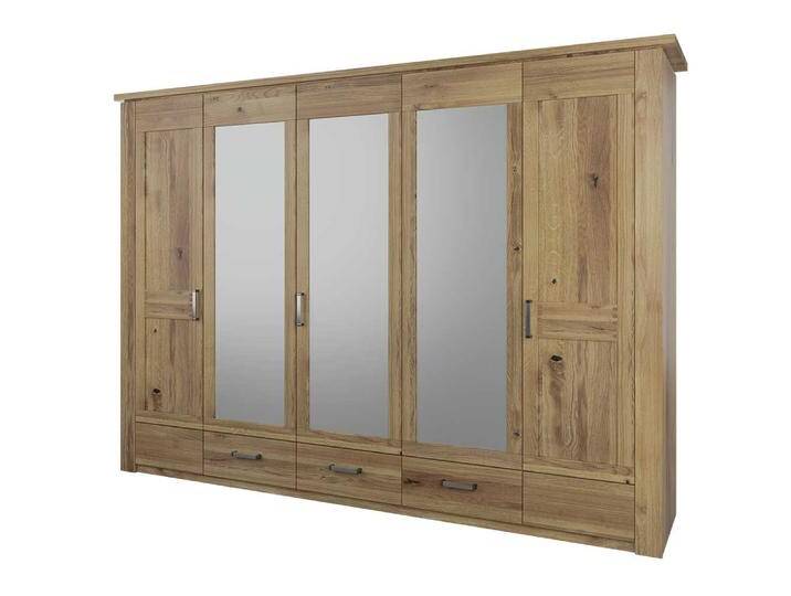 Kleiderschrank Massivholz Schlafzimmerkleiderschrank mit Spiegeln und Metallgriffen von Nature-Dream