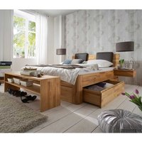 Schlafzimmerset modern Holz in Kernbuchefarben Bettkasten (vierteilig) von Nature Dream