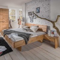 Wildeiche Bett mit Kommoden aus Massivholz geölt (dreiteilig) von Nature Dream