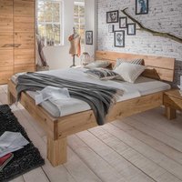Wildeiche Holz Bett in modernem Design 24 cm Bodenfreiheit von Nature Dream