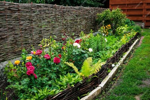 Beeteinfassung Weide 20 cm x 100 cm 5er Set - Weiden Steckzaun als Beetumrandung oder Gartenabgrenzung von Nature LOUNGE
