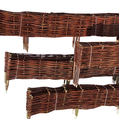 Beeteinfassung Weide 30 cm x 60 cm 5er Set - Weiden Steckzaun als Beetumrandung oder Gartenabgrenzung von Nature LOUNGE