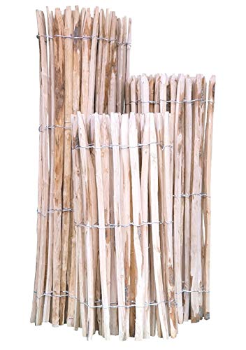 Staketenzaun Kastanie 100 x 500 cm (Lattenabstand 4-5 cm) - Kastanienzaun Natur - Staketen Roll Zaun aus Edelkastanie von Nature LOUNGE