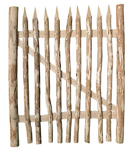 Zauntor Haselnuss Breite 100 cm x Höhe 100 cm - hochwertiges Gartentor für Staketenzäune - stabiles und witterungsbeständiges Holztor in 7 Größen von Nature LOUNGE
