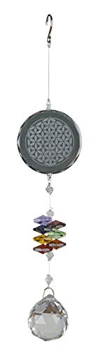 NATURE'S MELODY - Magic Kristall Windspiel BLUME DES LEBENS, ca. 8 Zoll / ca. 21 cm, silberfarben von Nature's Melody