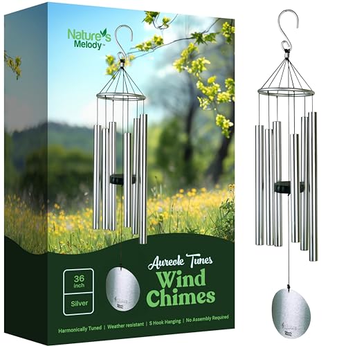 Nature's Melody Windspiel - Aureole Tunes 36" Silver - 91,4 cm (36 Zoll) - Aluminium von Nature's Melody