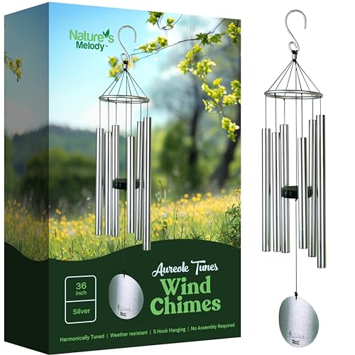 Wind chimes - Aureole Tunes 36" Silver von Nature's Melody