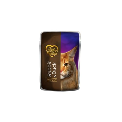 Lovely Hunter Premium Wet Cat Food for Cats with Rabbit and Duck – Delicious and Nutritious Meal for Adult Cats (24 x 85g) von Nature's Protection
