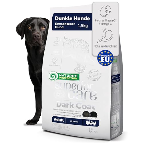 Nature's Protection Superior Care Hundefutter Trocken Getreidefrei mit Geflügel - Hypoallergenes Hundetrockenfutter für Erwachsene Schwarze Hunde - Haut- & Fellpflege - Alle Rassen (1,5 kg) von Nature's Protection