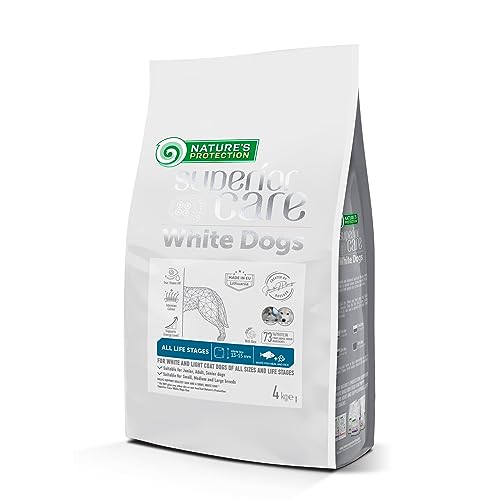 Nature’s Protection Superior Care Hundefutter Trocken mit Weißfisch & Reis - Hypoallergenes Hundetrockenfutter für weiße Hunde Aller Lebensphasen & Rassen - Haut, Fell & Tränenflecken (4 kg) von Nature's Protection