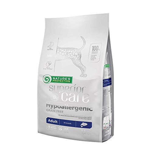 Nature’s Protection Superior Care Trockenfutter für Hunde - Hypoallergenes Hundefutter Trocken Getreidefrei mit Lachs für empfindliche Hunde - Omega 3 & 6 - Haut, Fell & Verdauung (1.5kg) von Nature's Protection