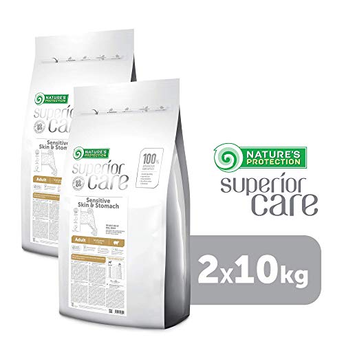 Nature's Protection Superior Care Empfindlich Haut und Magen Hundefutter für Ausgewachsene Hunde I Mit Lamm I Trockenfutter für Hunde mit Sensibler Haut I Magenfreundlich, 2 Packungen à 10kg von Nature's Protection