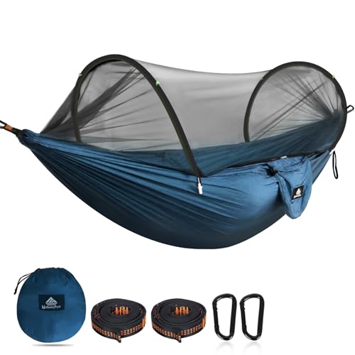 NATUREFUN Ultra-Light Reisecamping Hängematte Moskitonetz Hängematte | 300 kg Tragkraft, atmungsaktiv Schnelltrocknendes Fallschirm-Nylon | 2 Premium Karabiner, 2 Nylonschlingen inklusive von NatureFun