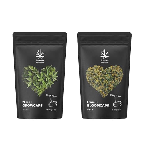 Bubudz Dünger Kapseln Grow & Bloom Set | Cannabis Dünger | Hanf Dünger Komplettset | Indoor & Outdoor für Hanf Pflanzen | Blühphase & Wachstumsphase | Biologischer Dünger von NatureHolic