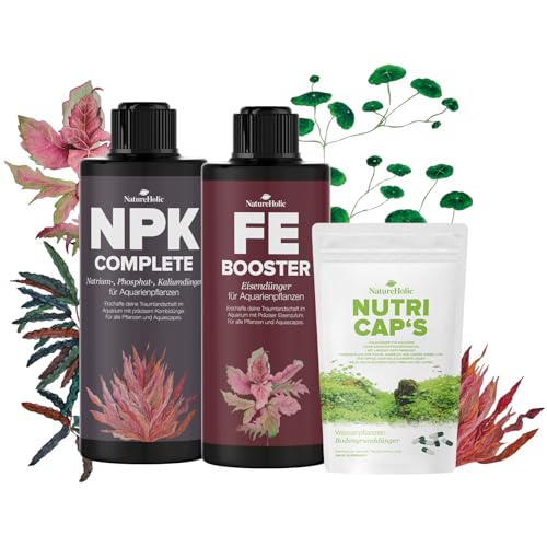 NatureHolic Aquarium Dünger Rundum Sorglospaket | Prächtige Pflanzen All-in-One-Lösung - Komplettdünger + Langzeitdünger Kapseln, nichts weiter nötig! Wachstumsbooster | 2x 250ml + Bodendünger Kapseln NatureHolic Aquarium Dünger Rundum Sorglospaket | Prächtige Pflanzen All-in-One-Lösung - Komplettdünger + Langzeitdünger Kapseln, nichts weiter nötig! Wachstumsbooster | 2x 250ml + Bodendünger Kapseln von NatureHolic