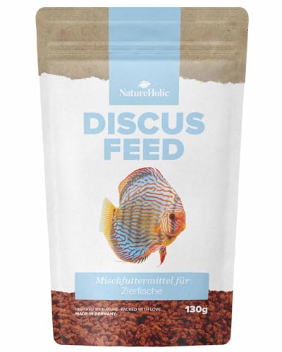 NatureHolic Discusfeed - Hauptfutter für Diskusfische - Speziell für Diskus - Garantiert ohne Rinderherz - Mit Omega-3 Fettsäuren - für schöne Farben - 130g von NatureHolic